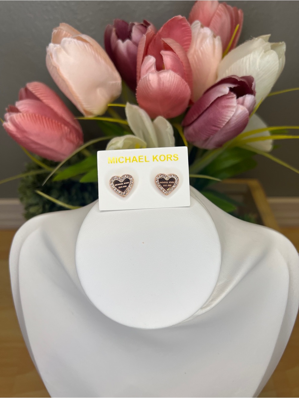 Michael Kors Rose Gold Heart Stud Earrings